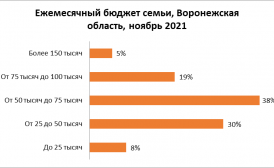Бюджет каждой третьей воронежской семьи – от 25 до 50 тыс. рублей в месяц 