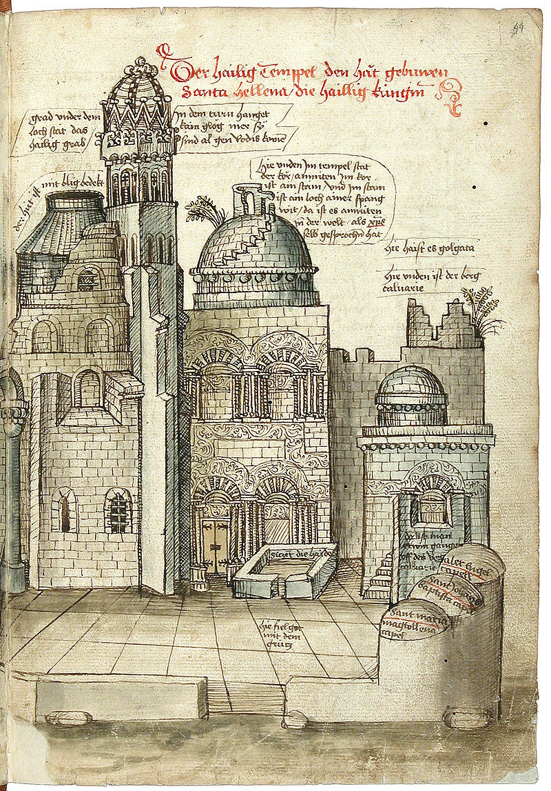 Храм Гроба Господня в 1486 году. Рисунок из описания путешествия в Иерусалим Конрада Грюненберга
