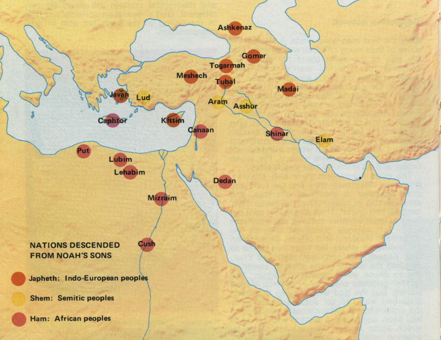 10_Карта расселения народов потомков сыновей Ноя