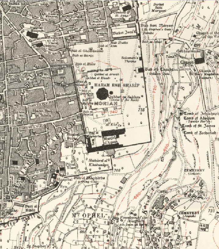 13_Холм Мориа_Часть карты Иерусалима показывающая местороложенние горы Мориа