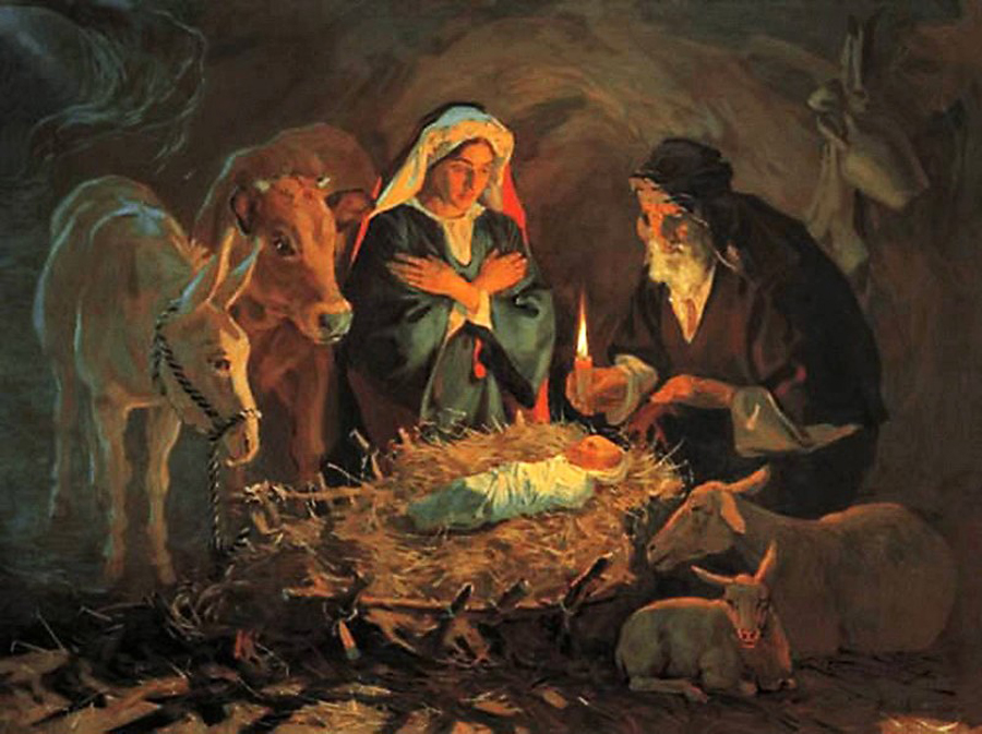 14_Мария в пещере Рождества_художник Павел Попов