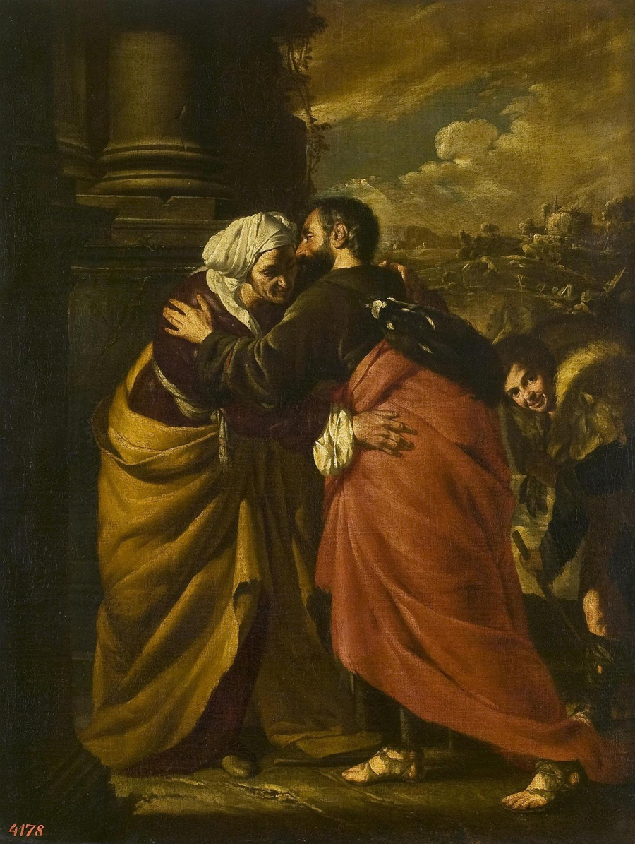 16_Иоаким и Анна_Cavallino-Bernardo-Meeting-of-Joachim-and-Anne-before-1656-canvas-Hermitage-Naples