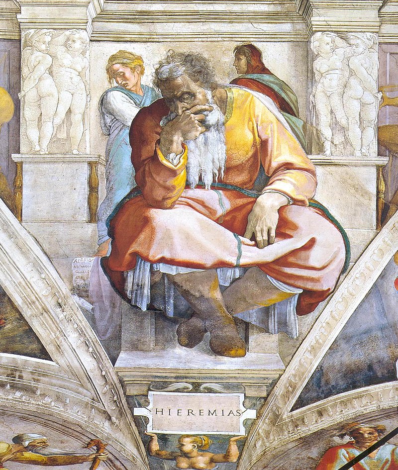 17_Пророк Иеремия, изображённый Микеланджело на потолке Сикстинской капеллы