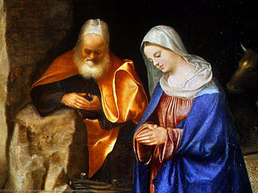 4_Мария и Иосиф_фрагмент картины Поклонение пастухов Джорджоние Барбарелли