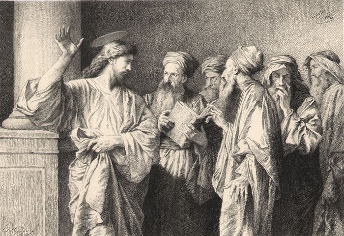 4_Фарисеи_Христос и фарисеи. Гравюра (вторая половина XIX века), Франция