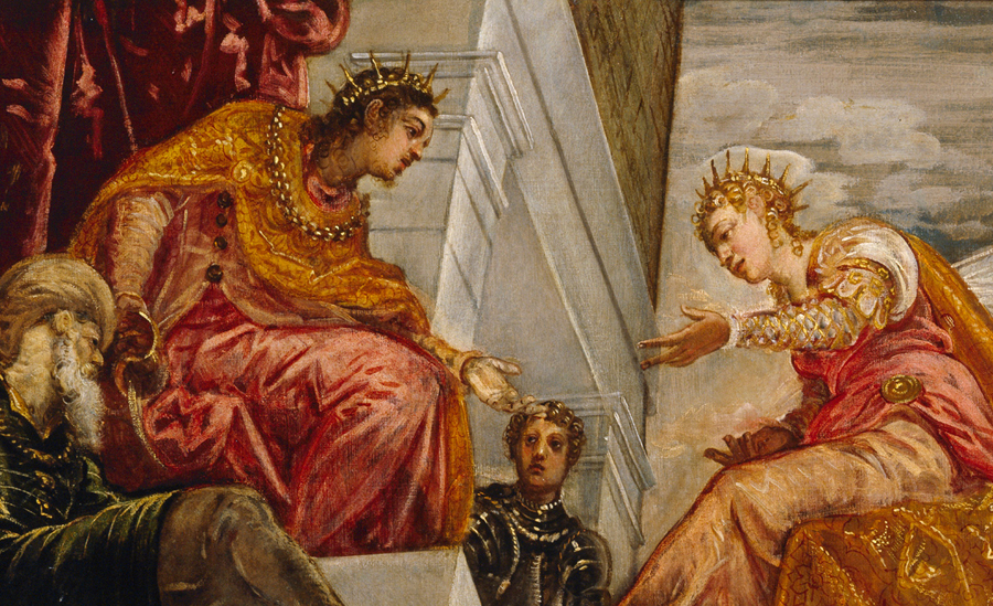5_Соломон и царица Савская_картина Тинторетто, ок. 1555, Прадо