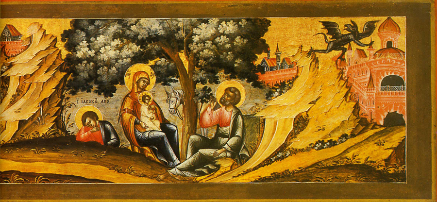 6_Святое семейство отдыхает под деревом (икона, Палех, XIX век)