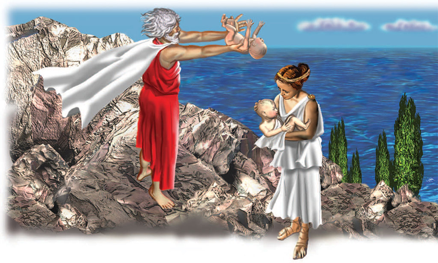9_Спартанские старейшины сбрасывают младенцев со скалы Тайгет